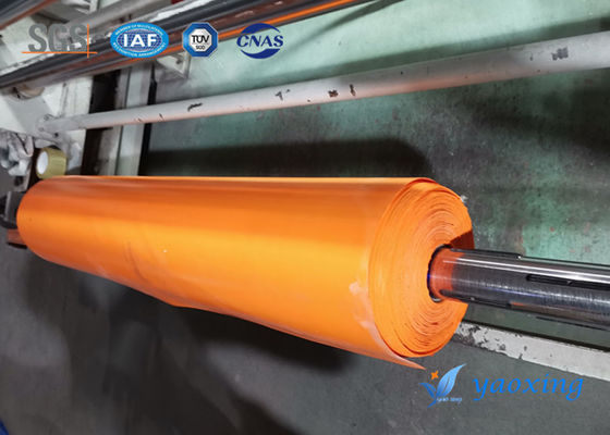 Fireproof 0.8mm Orange Silicone Coated Fiberglass Aging Resistance Untuk Kereta Bawah Tanah